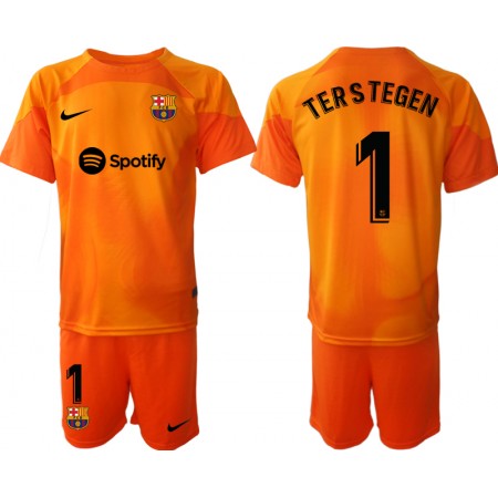FC Barcelona Ter Stegen 1 Matchtröjor Målvakt Barn Tredje Fotbollströja 2022-23